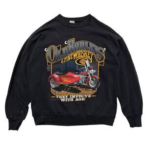 VTG 90's Harley Davidson Graphic Crewneck Pullover Sweatshirt Black XL